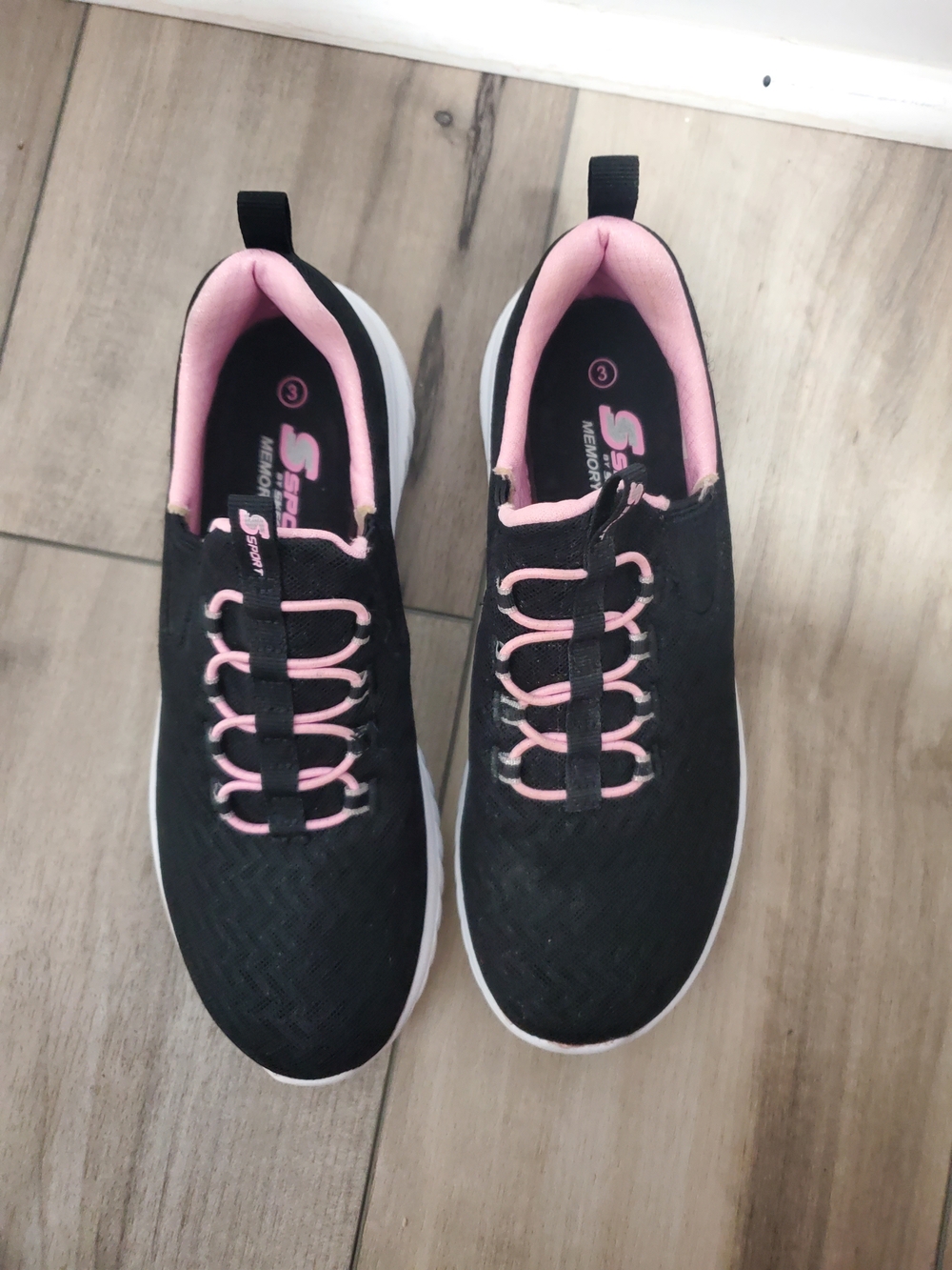 Skechers Black Athletic Slip-On Sneakers with Pink Accents